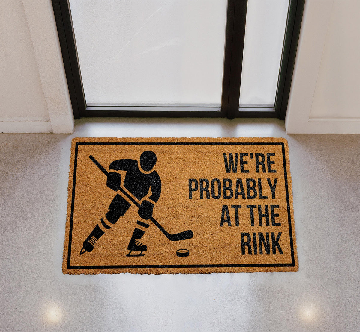Hockey Player Doormat, We're Probably At The Rink Welcome Mat