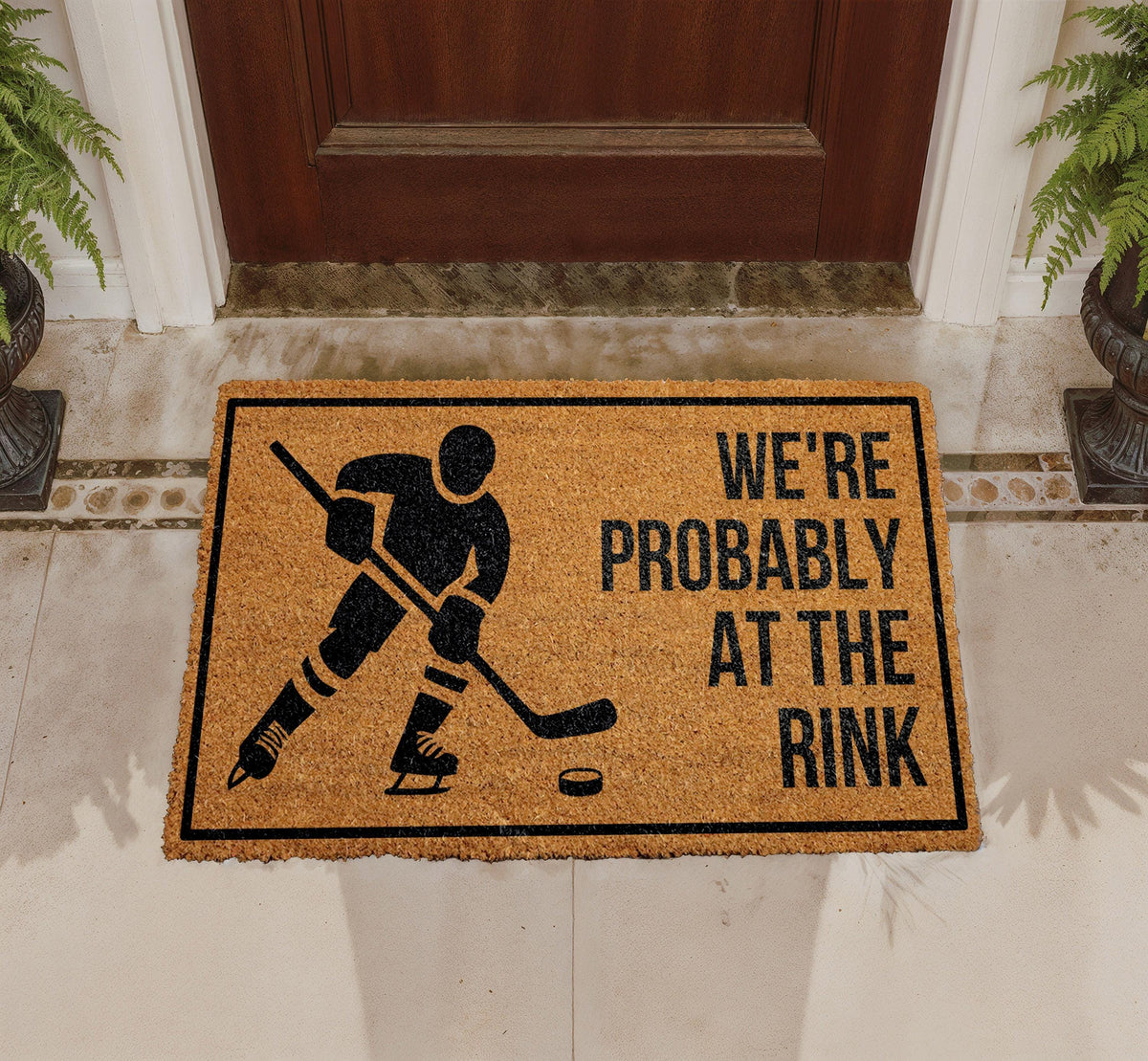 Hockey Player Doormat, We're Probably At The Rink Welcome Mat