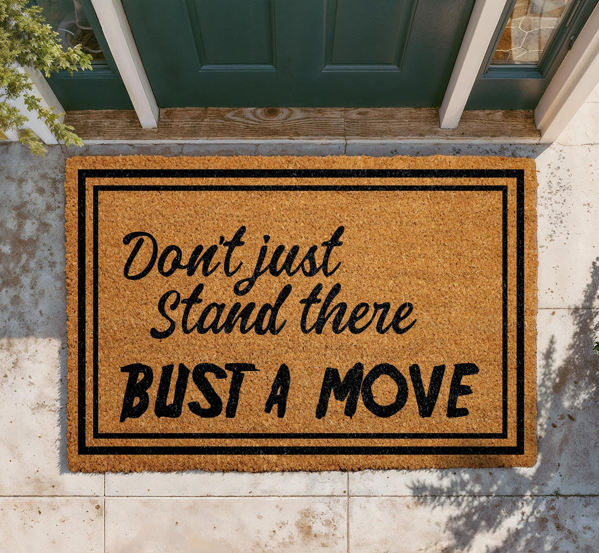 Don't Just Stand There Welcome Mat, Bust A Move Entryway Rug, Natural Fiber Doormat