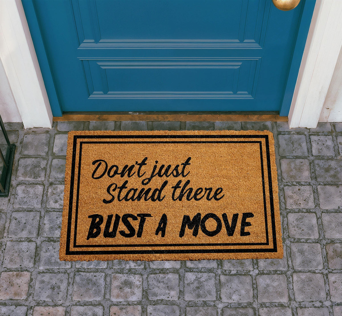 Don't Just Stand There Welcome Mat, Bust A Move Entryway Rug, Natural Fiber Doormat