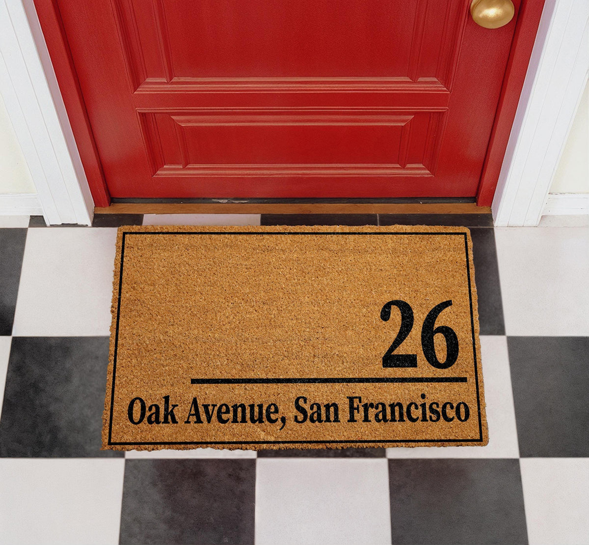 Personalized Coir Doormat, Custom Address Welcome Mat, Housewarming Gift