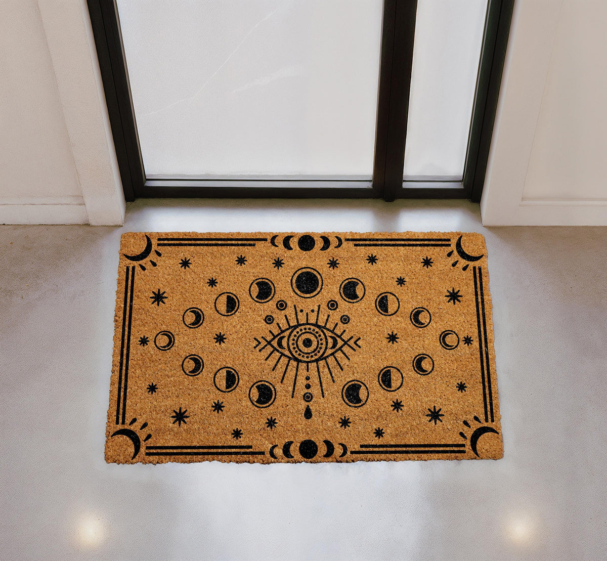 All-Seeing Eye Doormat, Celestial Moon Phases Stars Coir Mat (Personalized)