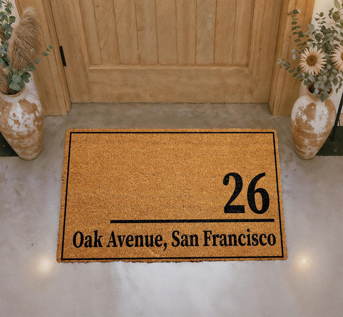 Personalized Coir Doormat, Custom Address Welcome Mat, Housewarming Gift