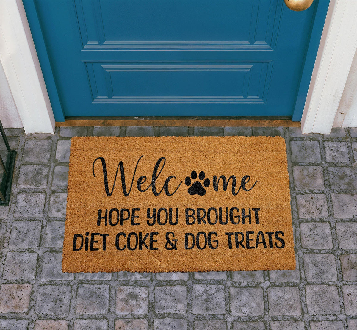 Hope You Brought Diet Coke & Dog Treats Doormat, Funny Dog Owner Welcome Mat, Humorous Pet Lover Door Mat, Outdoor Coir Front Porch Rug
