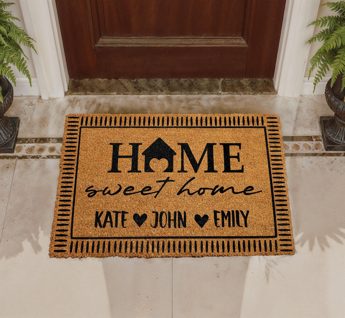 Personalized Coir Doormat, Custom Family Welcome Mat, Outdoor Entryway Rug