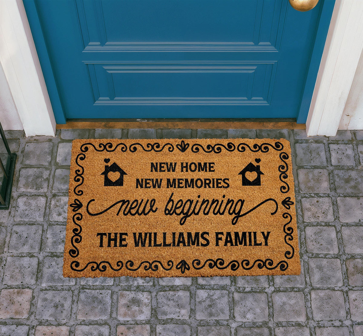 Personalized Coir Doormat, Custom Family Welcome Mat, Outdoor Entryway Rug