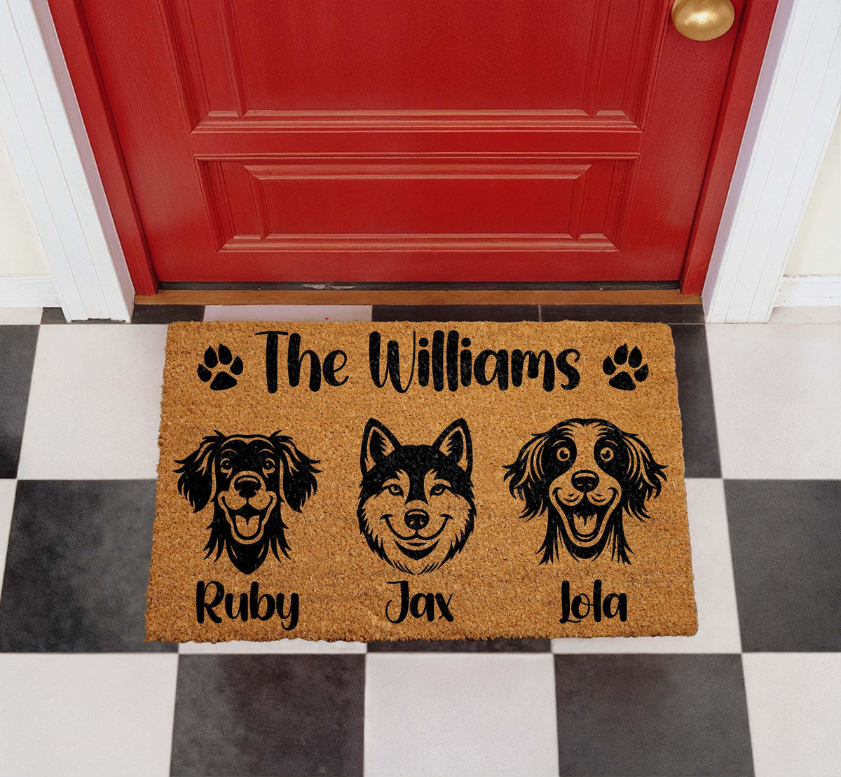 Personalized Dog Doormat, Custom Coir Welcome Mat, Pet Portrait Home Decor