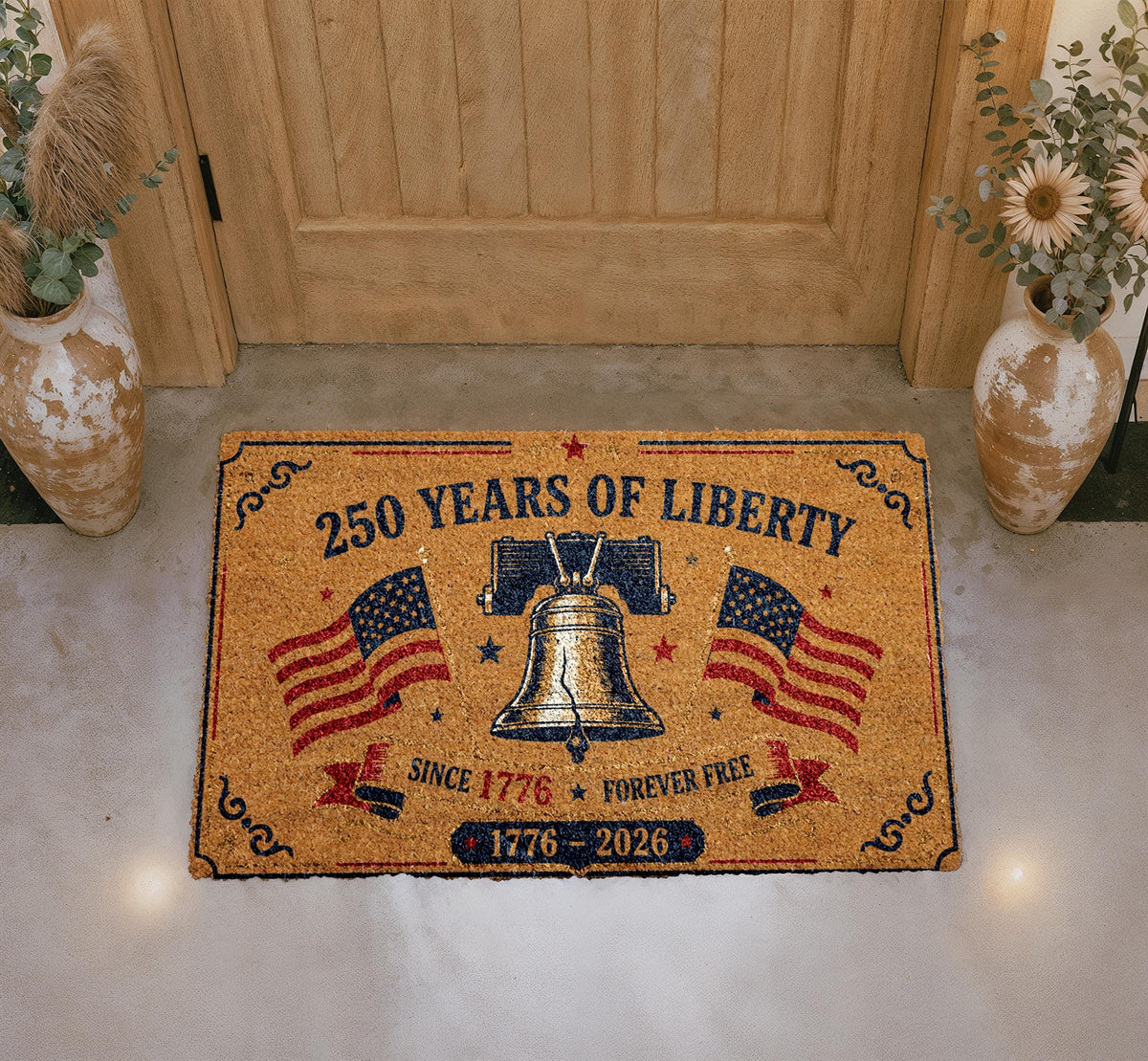 America 250 Celebration Doormat, Liberty Bell Patriotic USA Welcome Rug