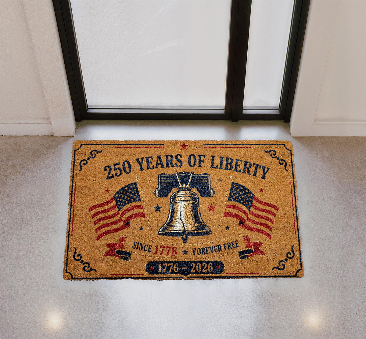 America 250 Celebration Doormat, Liberty Bell Patriotic USA Welcome Rug