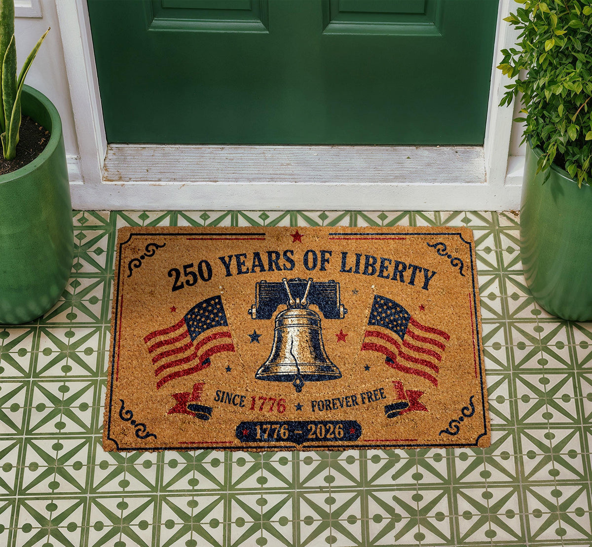 America 250 Celebration Doormat, Liberty Bell Patriotic USA Welcome Rug