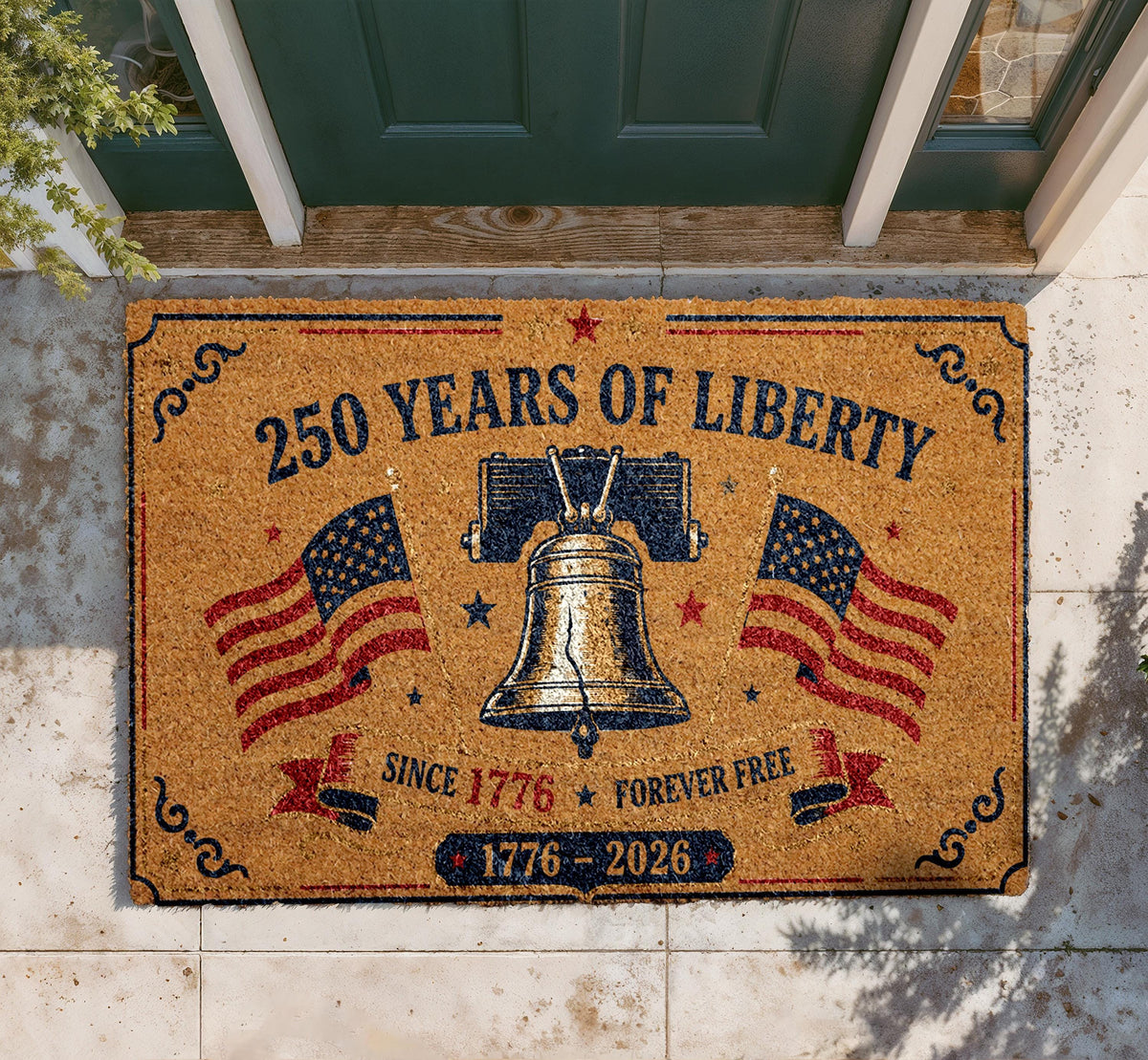 America 250 Celebration Doormat, Liberty Bell Patriotic USA Welcome Rug