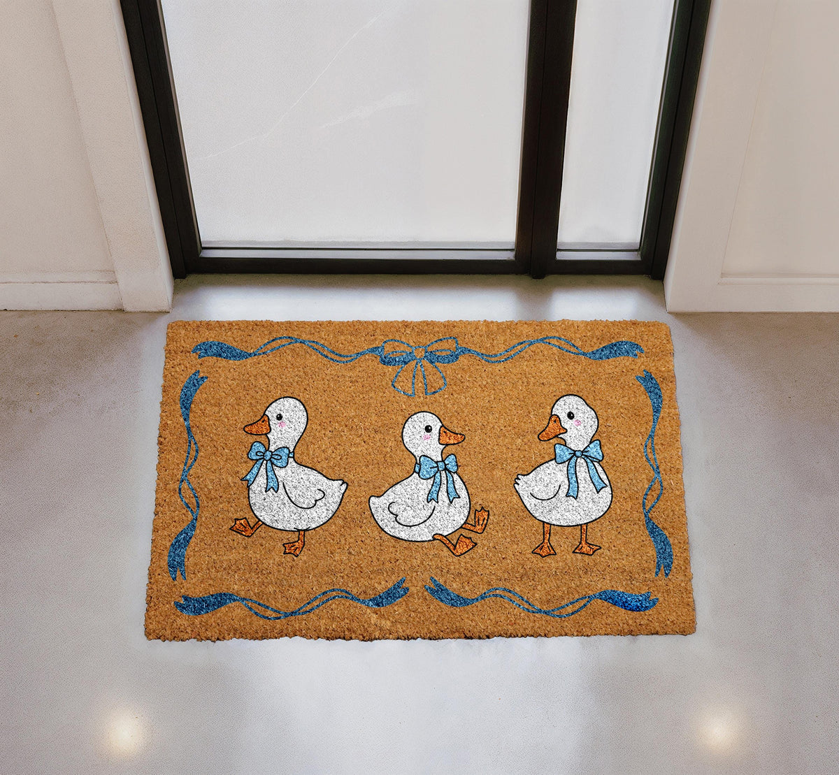 Personalized Duck Door Mat, Coir Welcome Mat, Farmhouse Entryway Decor (Custom Name)