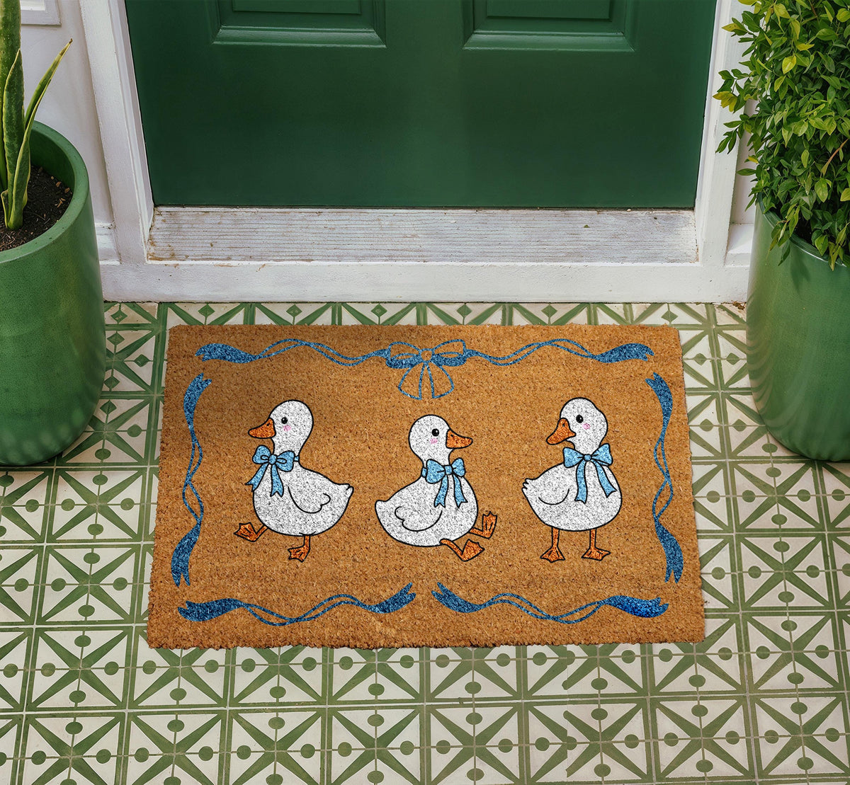 Personalized Duck Door Mat, Coir Welcome Mat, Farmhouse Entryway Decor (Custom Name)