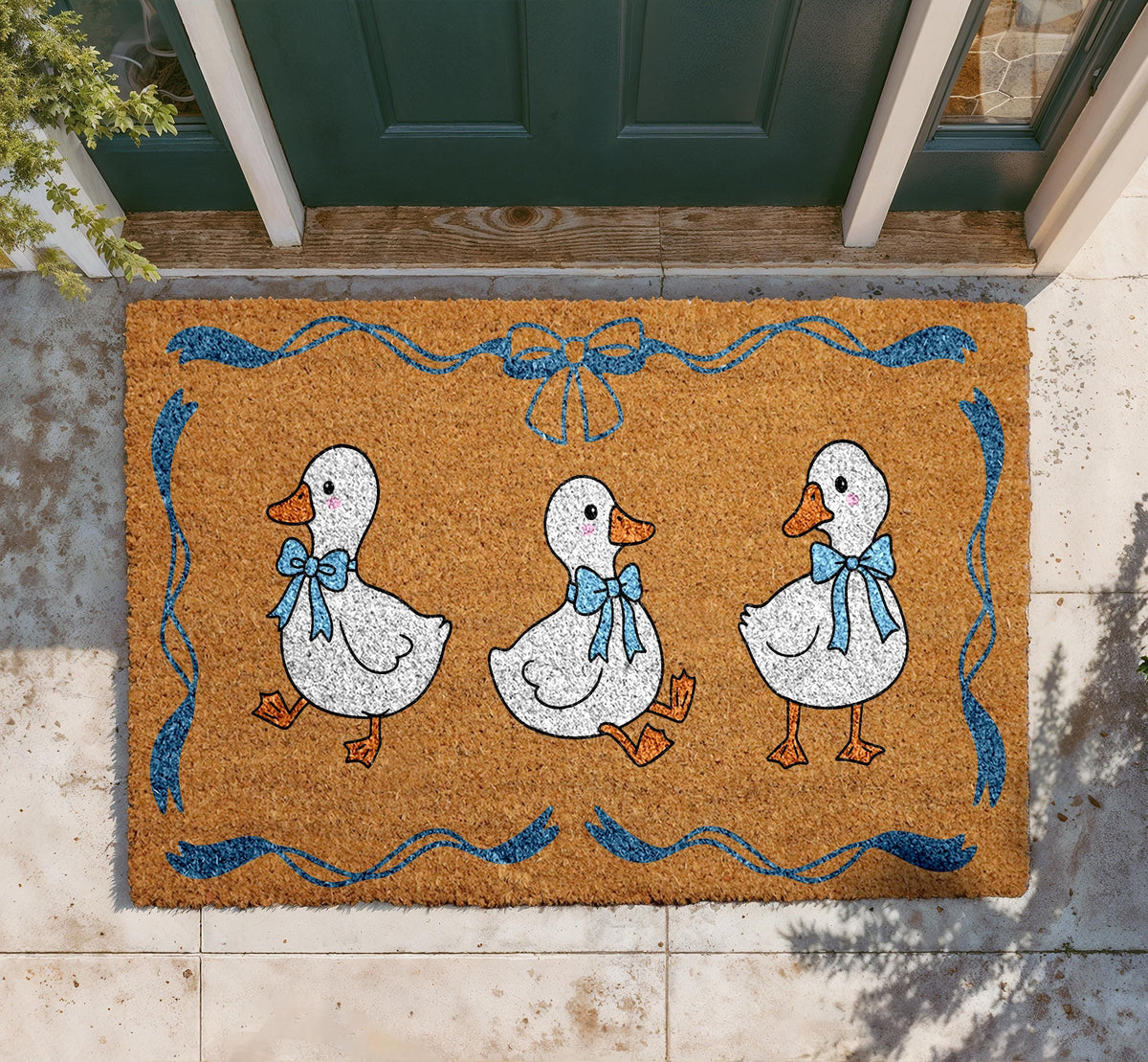 Personalized Duck Door Mat, Coir Welcome Mat, Farmhouse Entryway Decor (Custom Name)