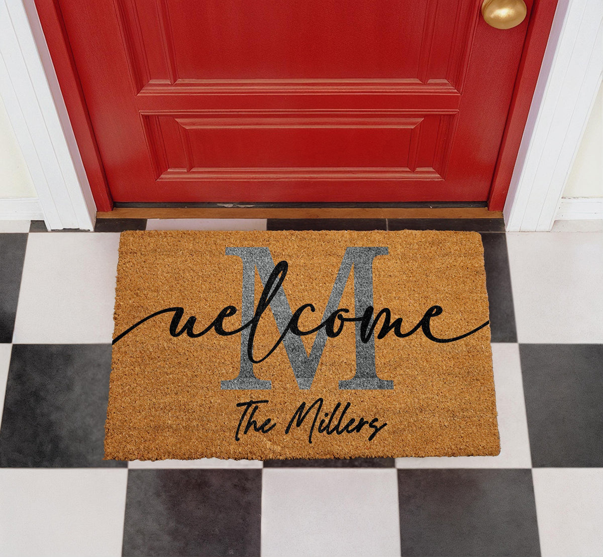 Personalized Coir Doormat, Custom Welcome Mat, Family Name Entry Rug, Porch Decor