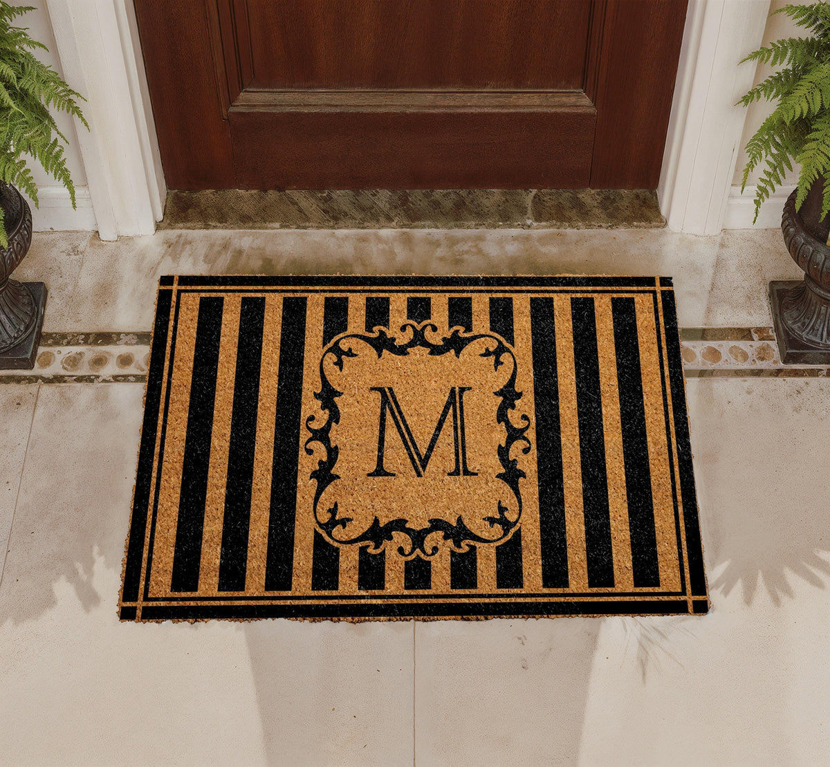 Personalized Monogram Doormat, Custom Family Name Welcome Mat, Natural Coir Rug