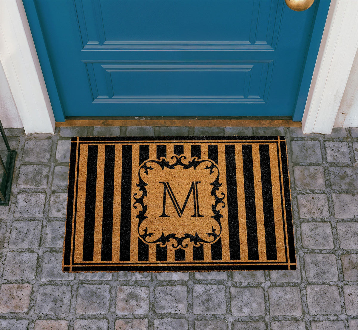 Personalized Monogram Doormat, Custom Family Name Welcome Mat, Natural Coir Rug