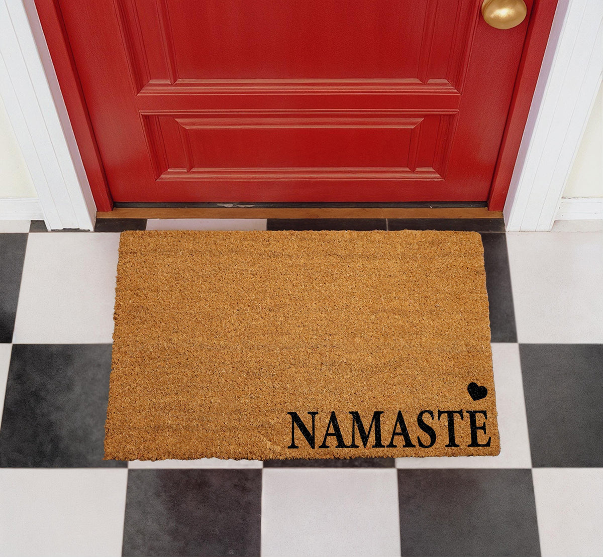 Namaste Coir Doormat, Yoga Inspired Welcome Mat, Personalized Spiritual Mat