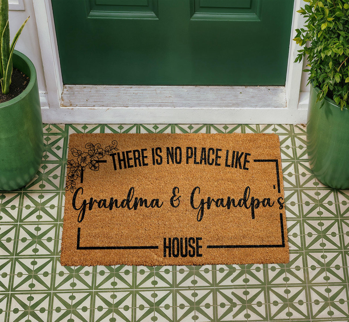 Personalized Grandma Grandpa House Doormat, Natural Coir Welcome Mat