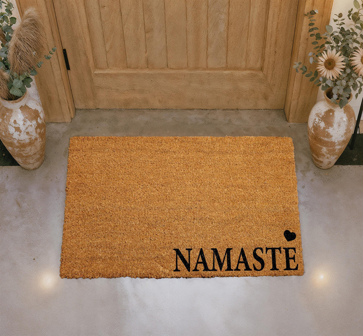 Namaste Coir Doormat, Yoga Inspired Welcome Mat, Personalized Spiritual Mat