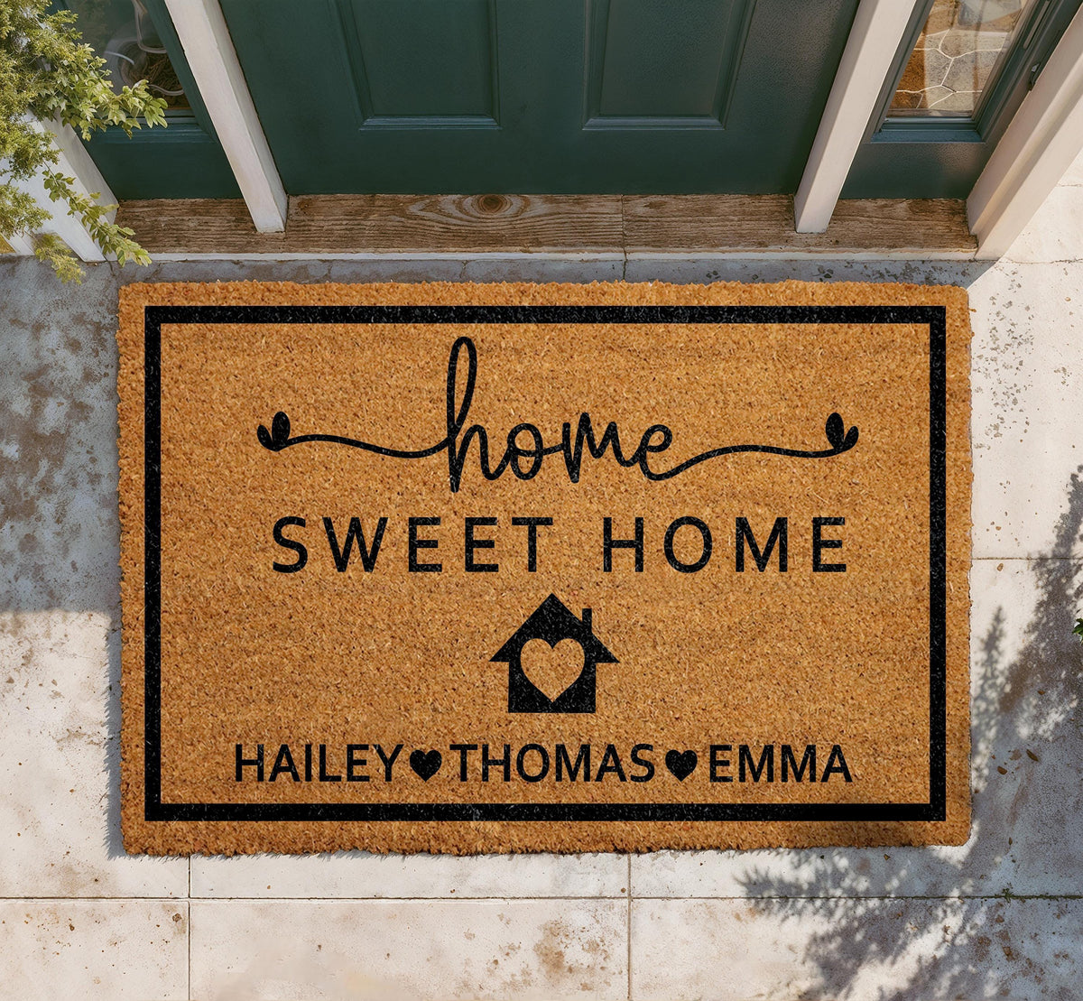 Home Sweet Home Personalized Doormat, Custom Family Name Welcome Mat, Family Members Name Door Mat, Outdoor Entryway Rug, Front Porch Decor