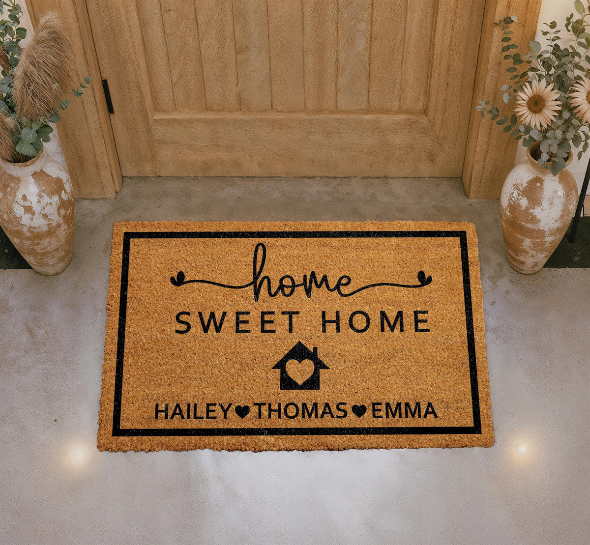 Home Sweet Home Personalized Doormat, Custom Family Name Welcome Mat, Family Members Name Door Mat, Outdoor Entryway Rug, Front Porch Decor