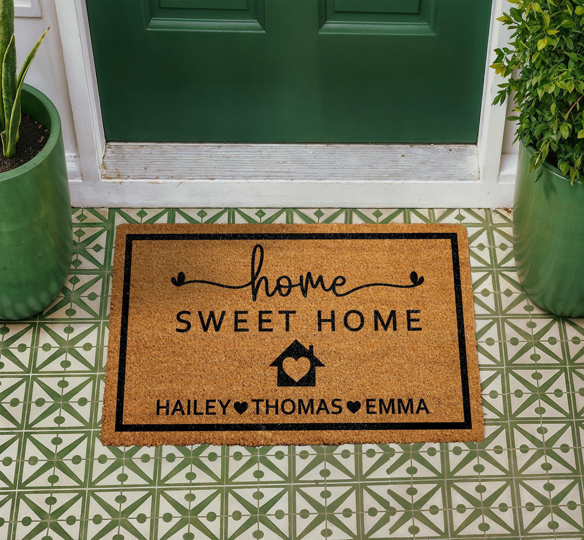 Home Sweet Home Personalized Doormat, Custom Family Name Welcome Mat, Family Members Name Door Mat, Outdoor Entryway Rug, Front Porch Decor