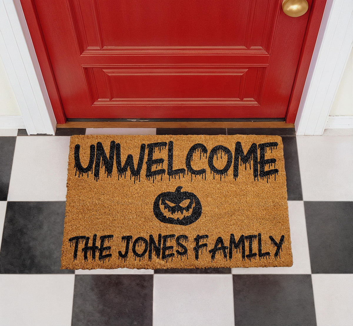 Personalized Unwelcome Halloween Coir Doormat