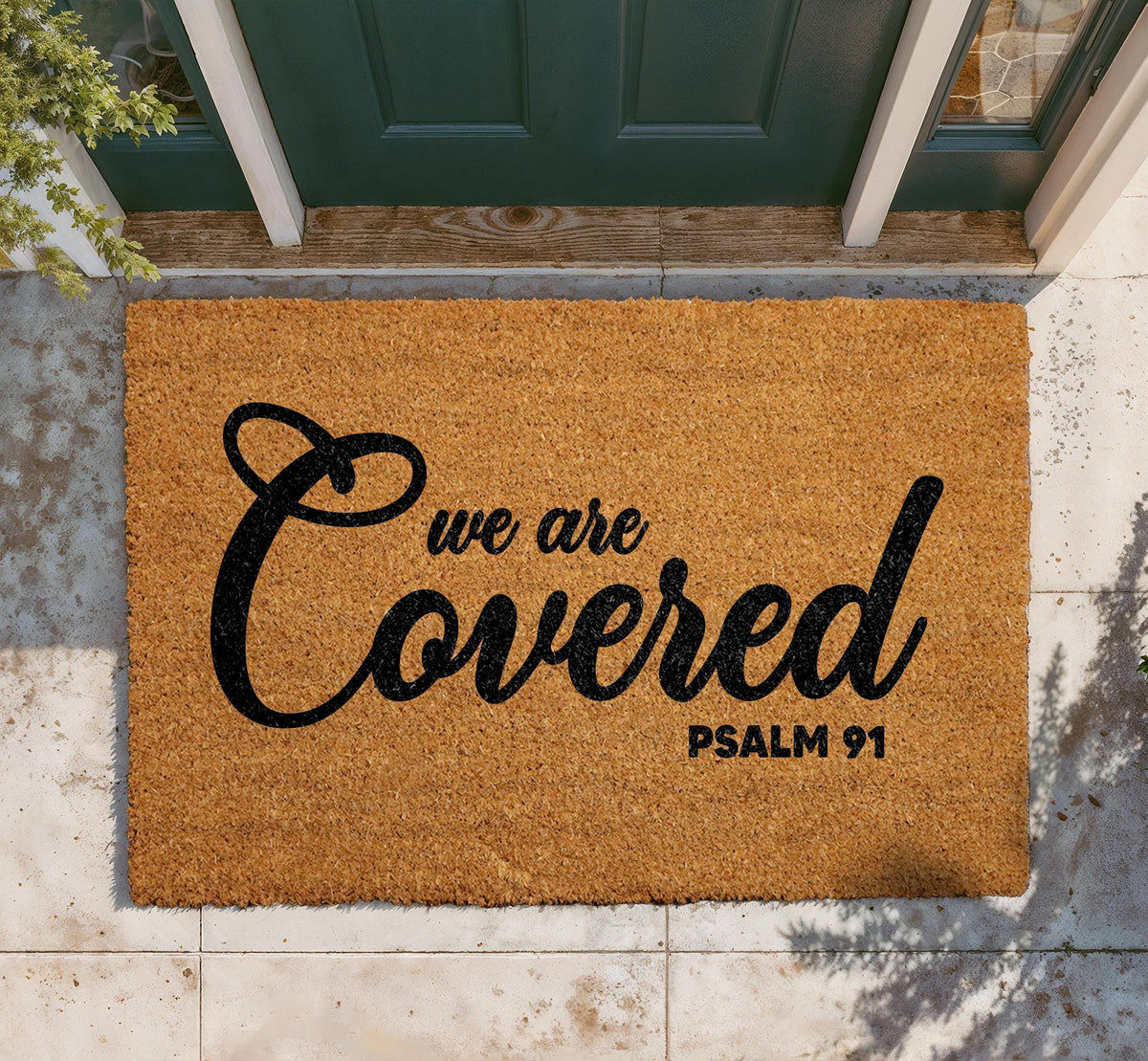 Psalm 91 We Are Covered Christian Scripture Door Mat, Welcome Mat