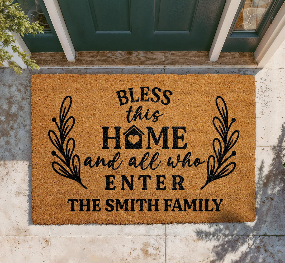 Personalized Coir Doormat, Custom Family Name Welcome Mat, Housewarming Gift