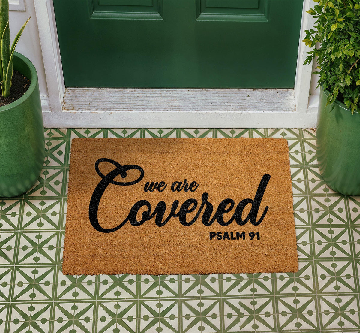 Psalm 91 We Are Covered Christian Scripture Door Mat, Welcome Mat