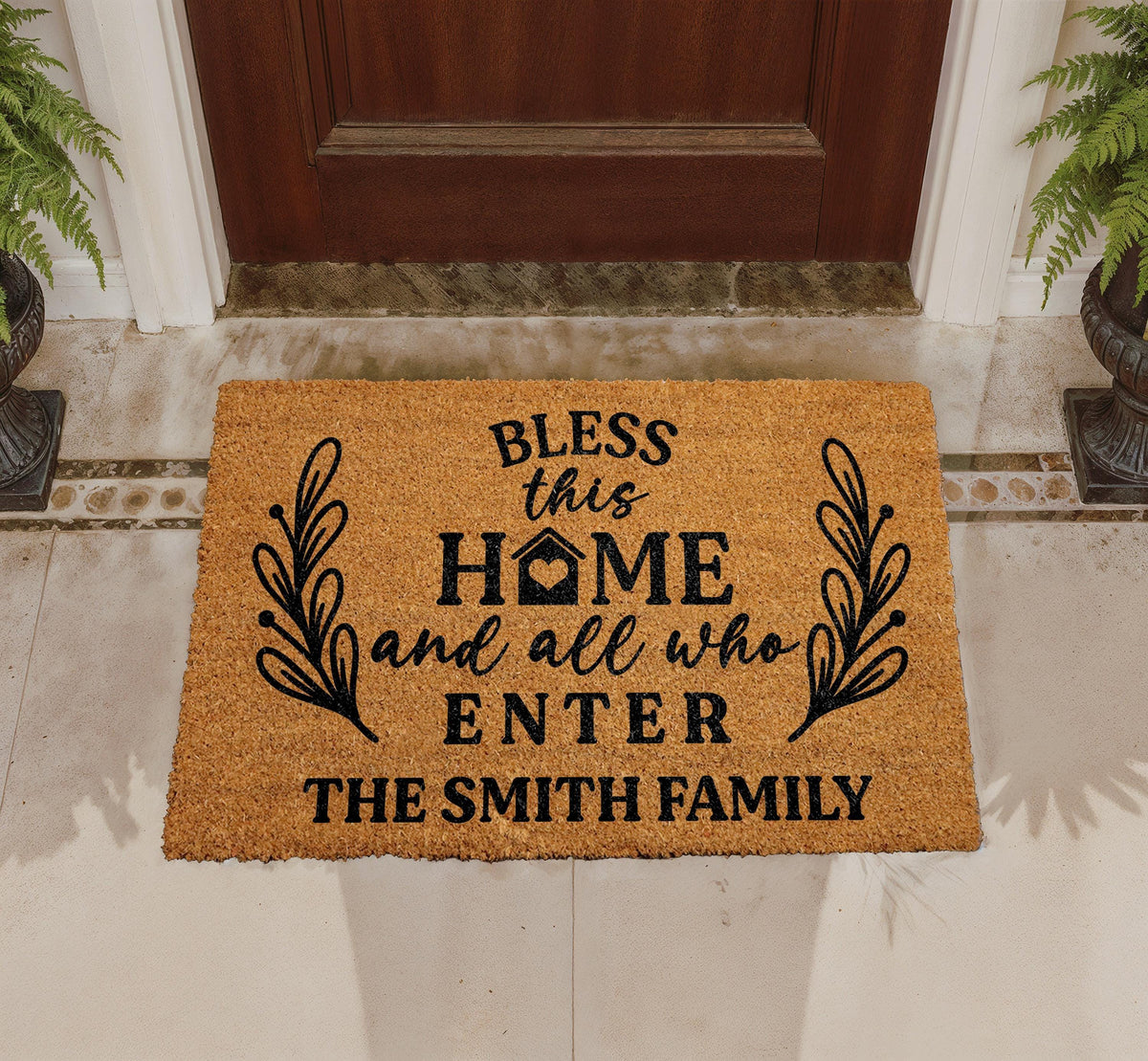 Personalized Coir Doormat, Custom Family Name Welcome Mat, Housewarming Gift