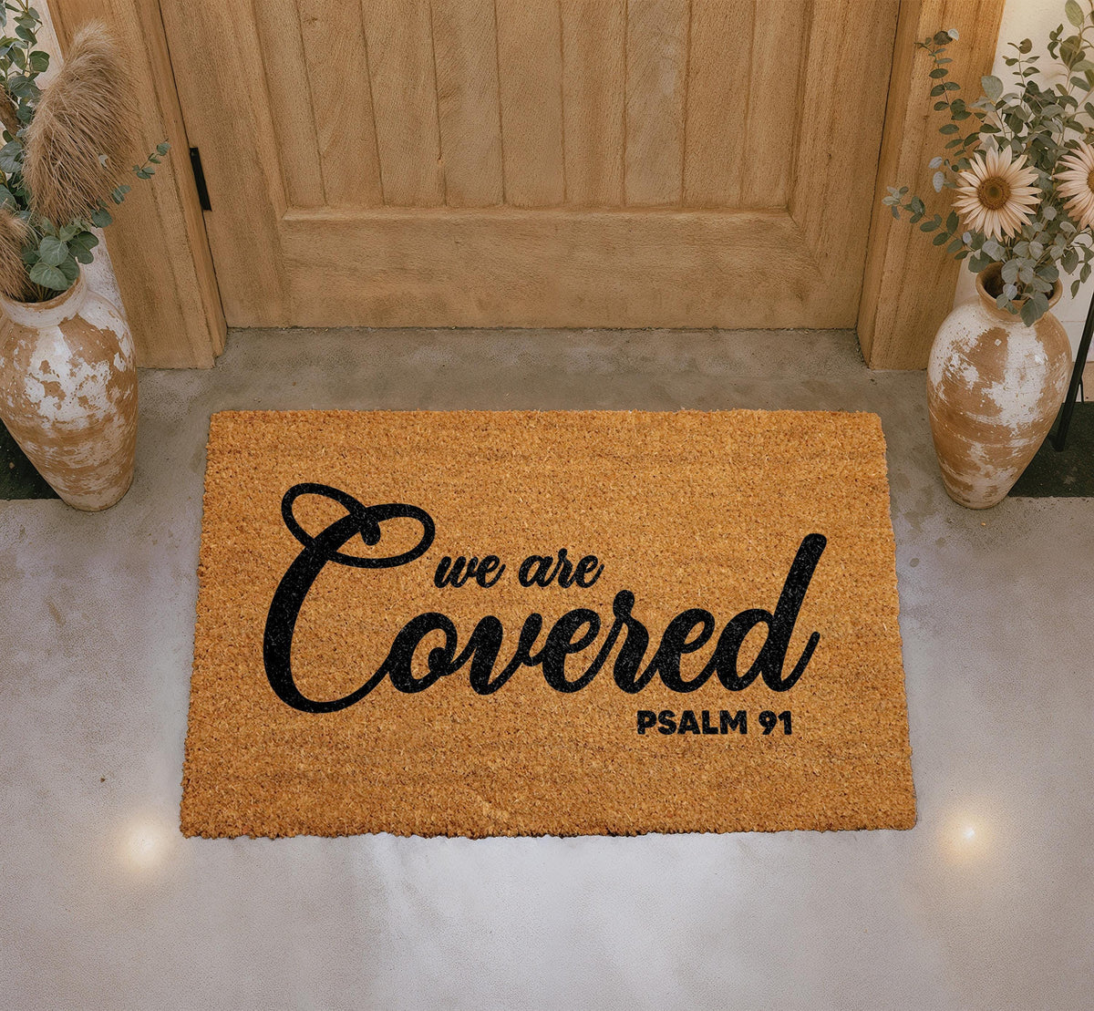 Psalm 91 We Are Covered Christian Scripture Door Mat, Welcome Mat