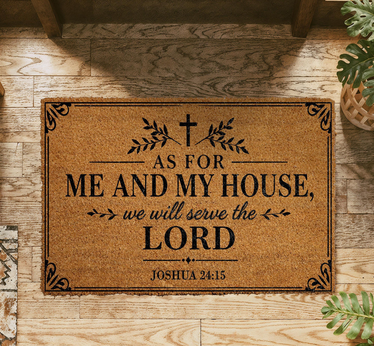 Christian Doormat, Joshua 24:15 Verse, Coir Welcome Mat