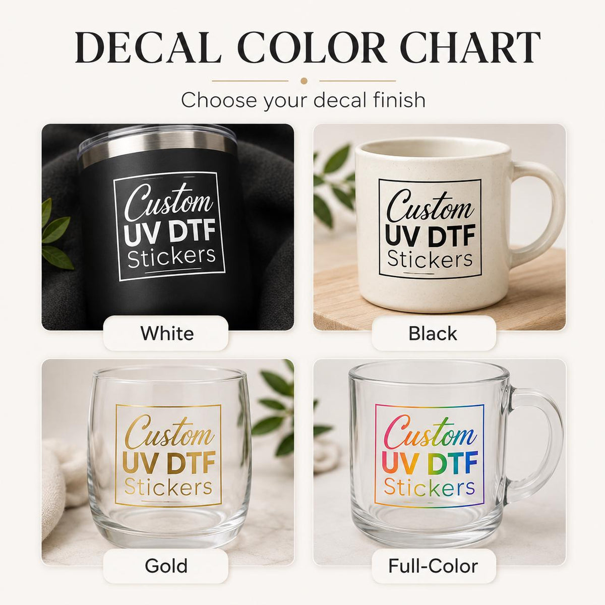 Custom Logo UV DTF Transfers | Waterproof Peel & Stick Branding Decals for Small Business