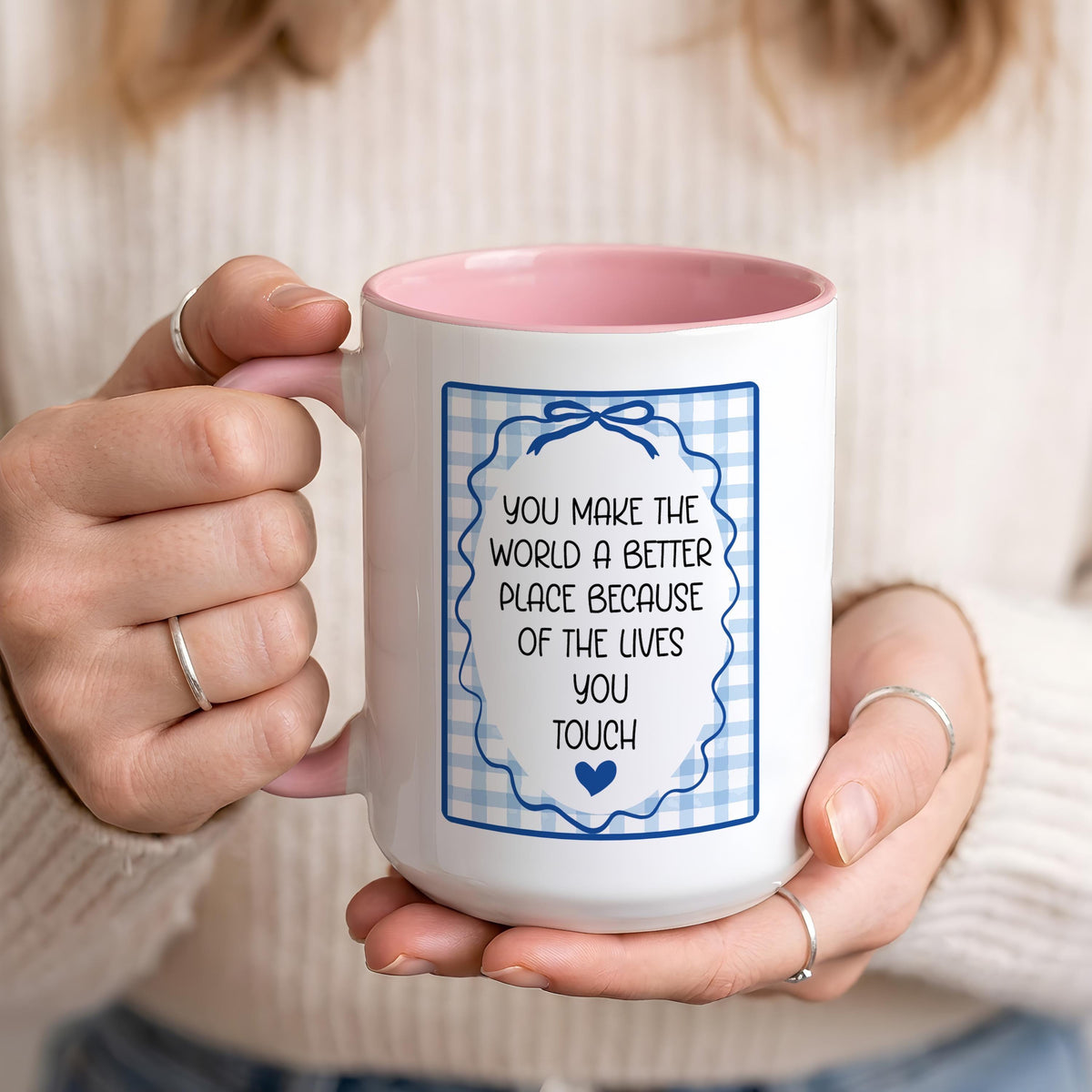 Personalized Nurse Mug, Coquette Bow Design, Custom Name Coffee Cup (11oz/15oz)