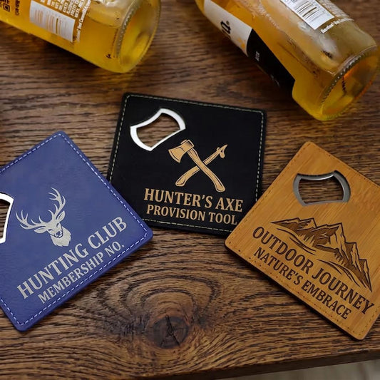 Custom Engraved Leather Bottle Opener, Outdoor Hunting Gift for Men