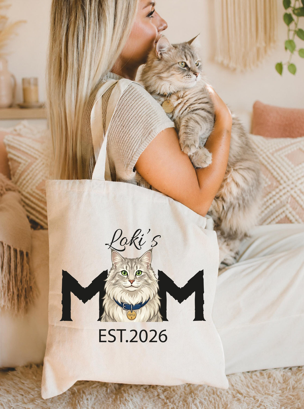Custom Cat Mom & Dad Tote Bags, Cat Mom Gift Tote, Cat Lover Tote Bag, Cats Graphic Bag