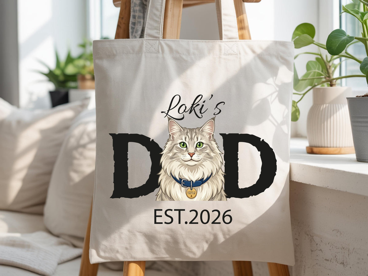 Custom Cat Mom & Dad Tote Bags, Cat Mom Gift Tote, Cat Lover Tote Bag, Cats Graphic Bag