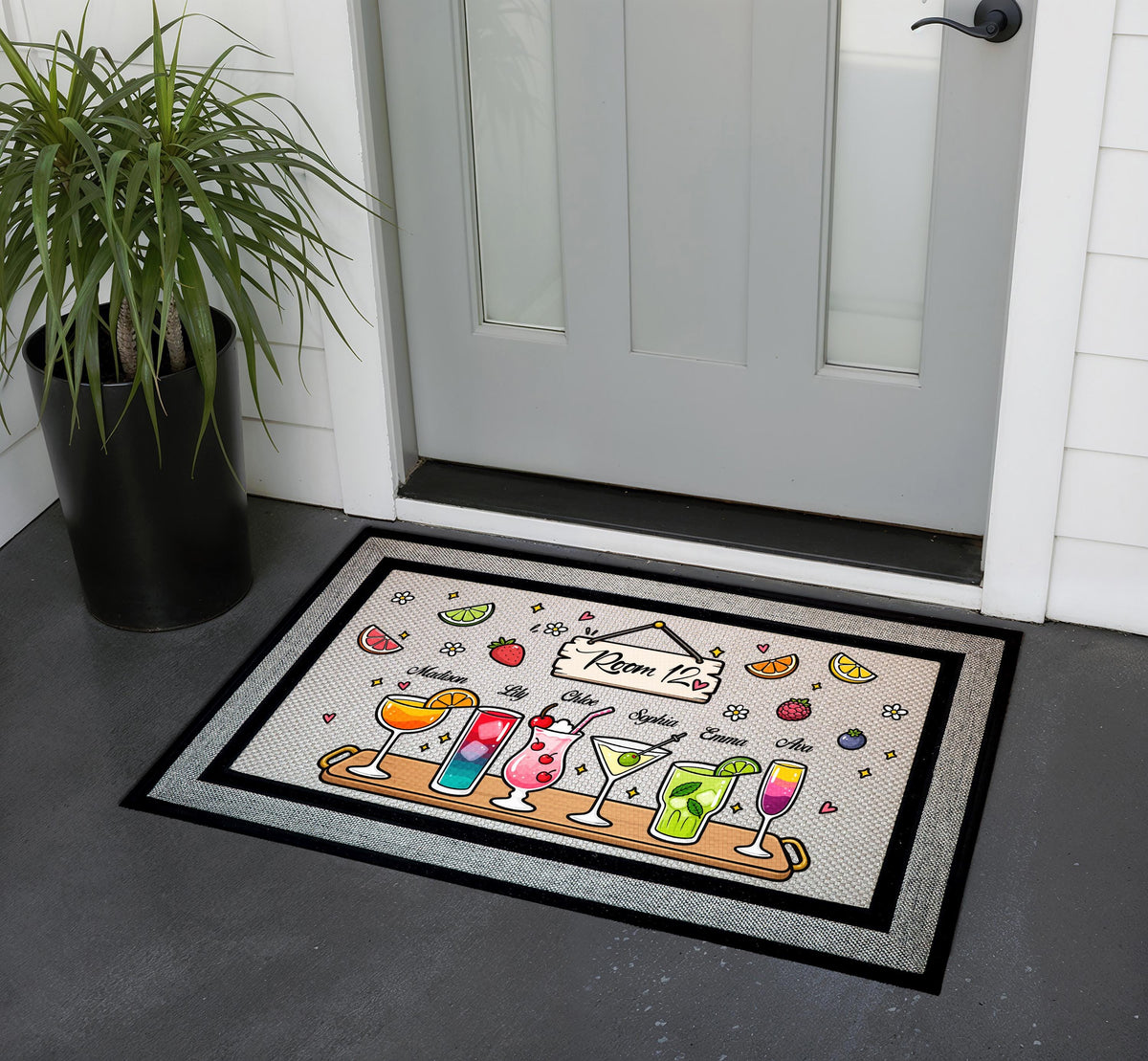 Personalized Cocktail Doormat, College Dorm Room Welcome Mat, Bachelorette Party Decor