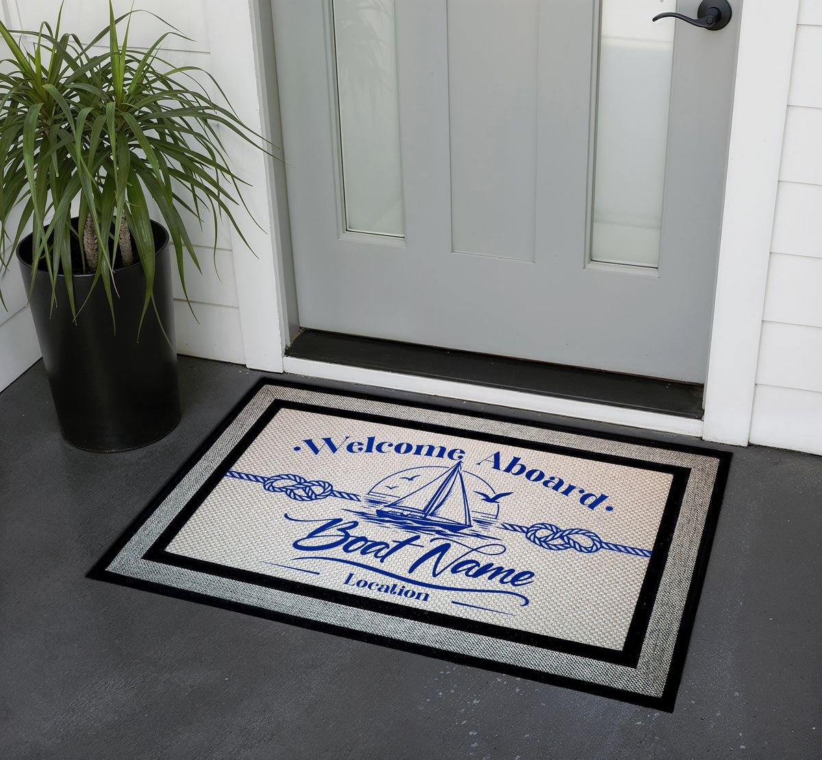 Custom Boat Name Doormat, Nautical Welcome Mat, Sailing Decor (Sublimation Ready)