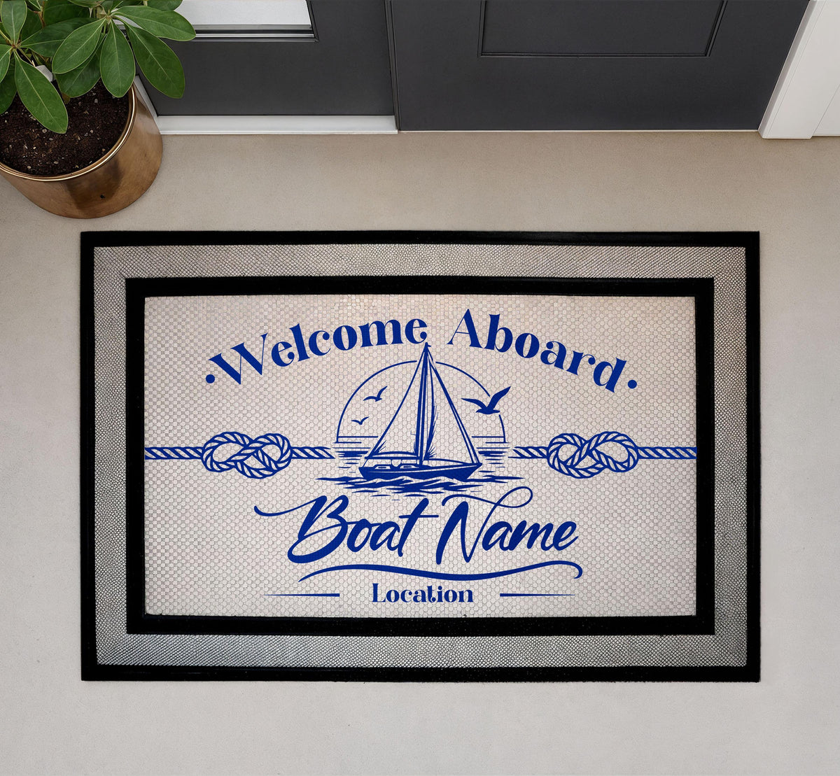Custom Boat Name Doormat, Nautical Welcome Mat, Sailing Decor (Sublimation Ready)