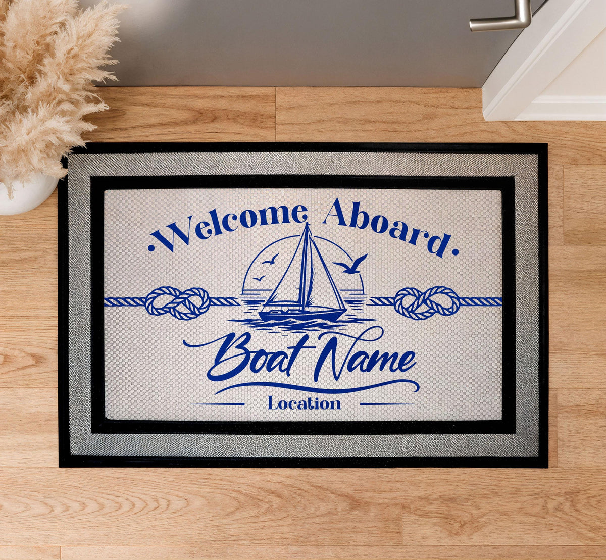 Custom Boat Name Doormat, Nautical Welcome Mat, Sailing Decor (Sublimation Ready)