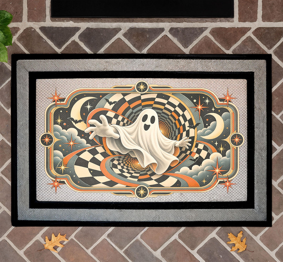 Ghost Doormat, Spooky Season Welcome Mat, Retro Fall Porch Decor