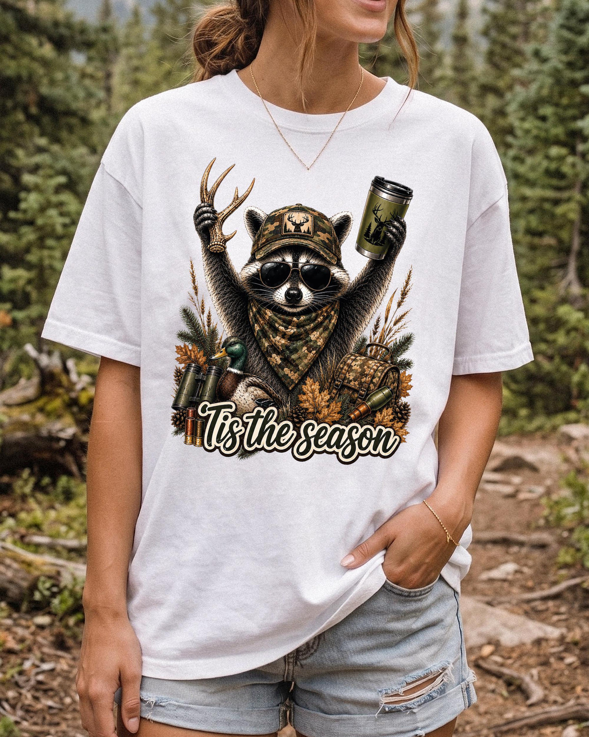 Hunting Season Raccoon Graphic Shirt