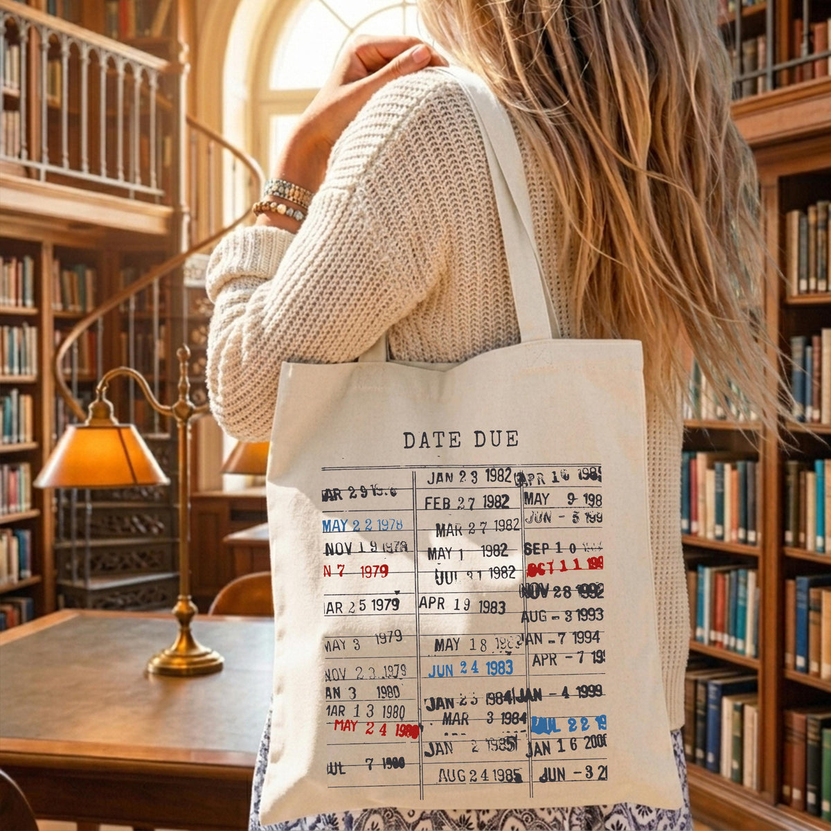 Library Card Tote Bag, Book Lover Gift Tote, Canvas Bookworm Tote Bag