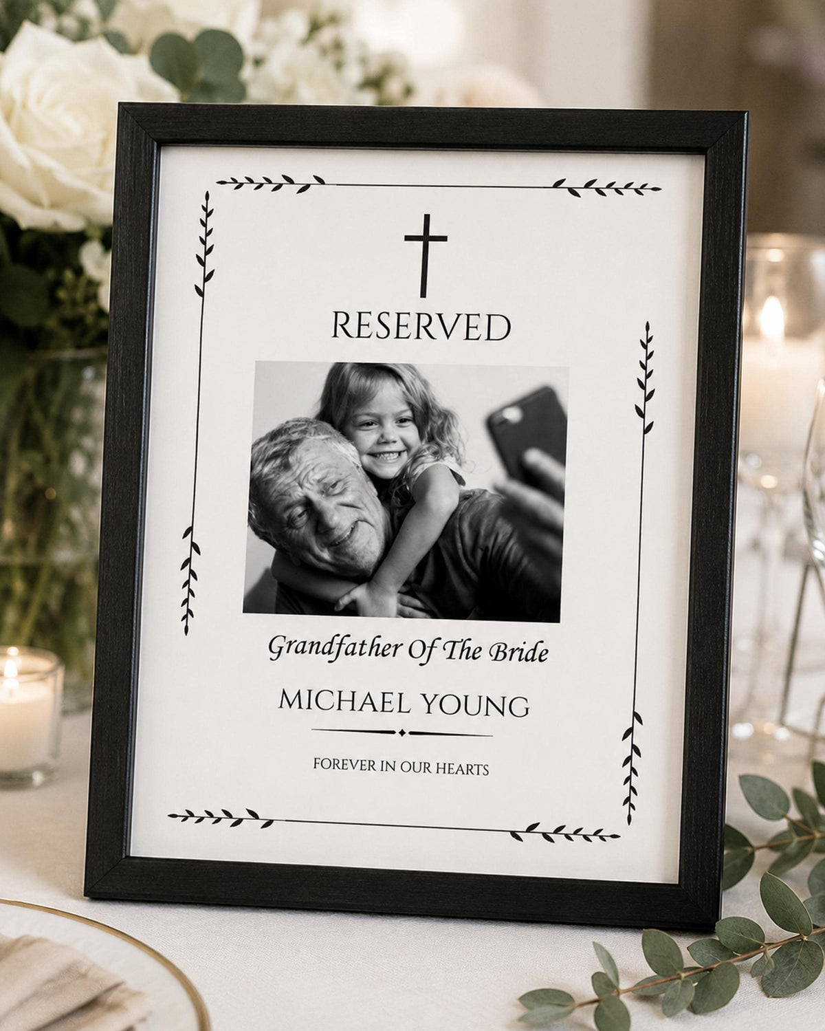 Personalized Memorial Wedding Chair Sign, Grandfather Tribute Poster (Digital Download)