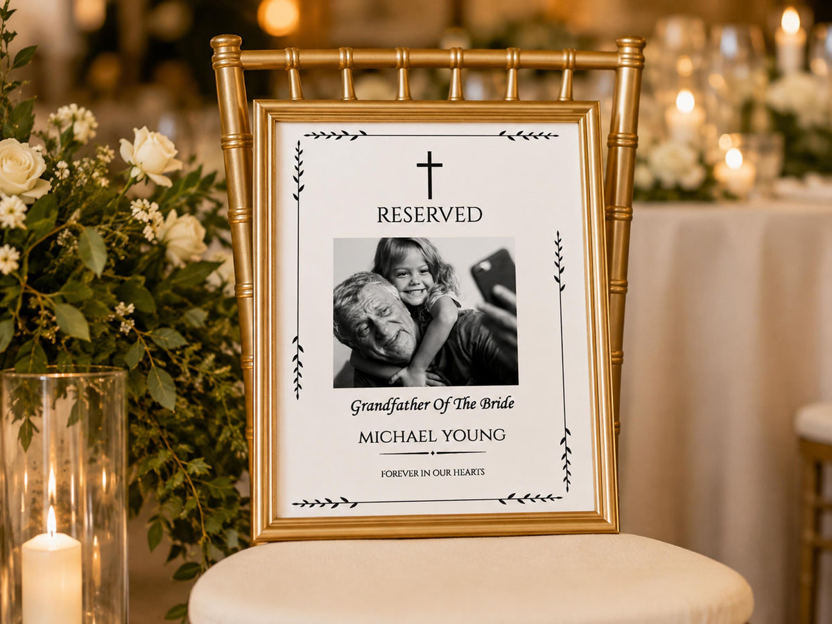 Personalized Memorial Wedding Chair Sign, Grandfather Tribute Poster (Digital Download)