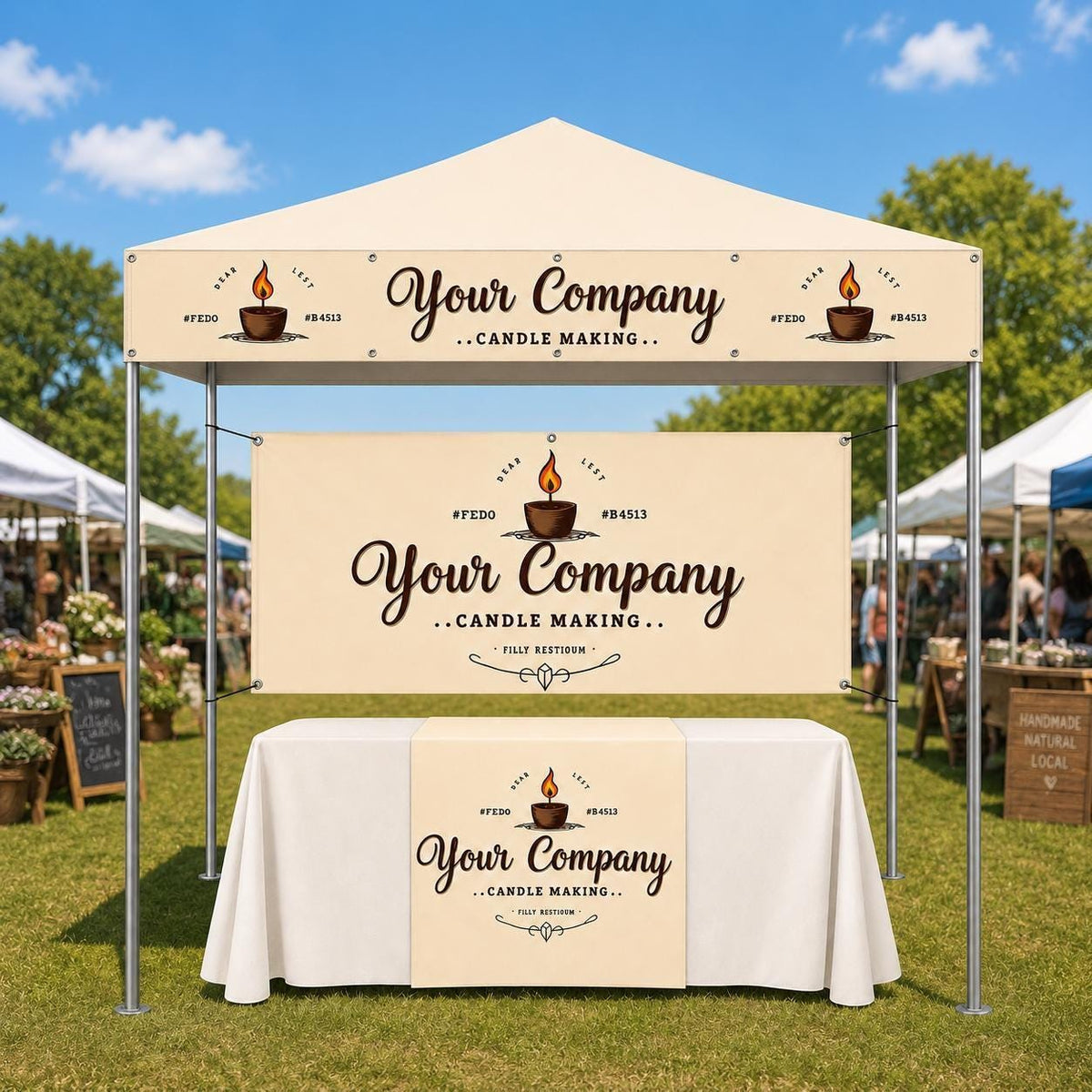 Custom Tent Banners, Vendor Canopy Display, Trade Fair Setup (Vinyl)