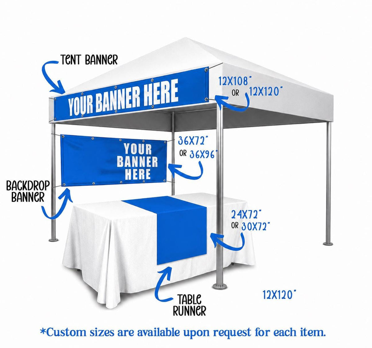 Custom Canopy Tent Banner Set, Small Business Backdrop, Table Runner (Candle Business)